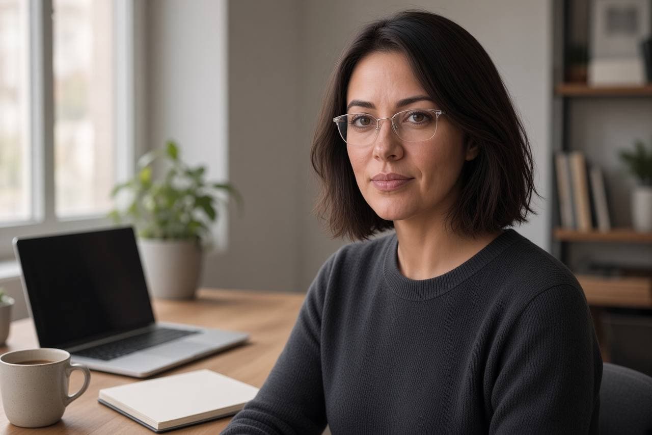 Mira at her desk